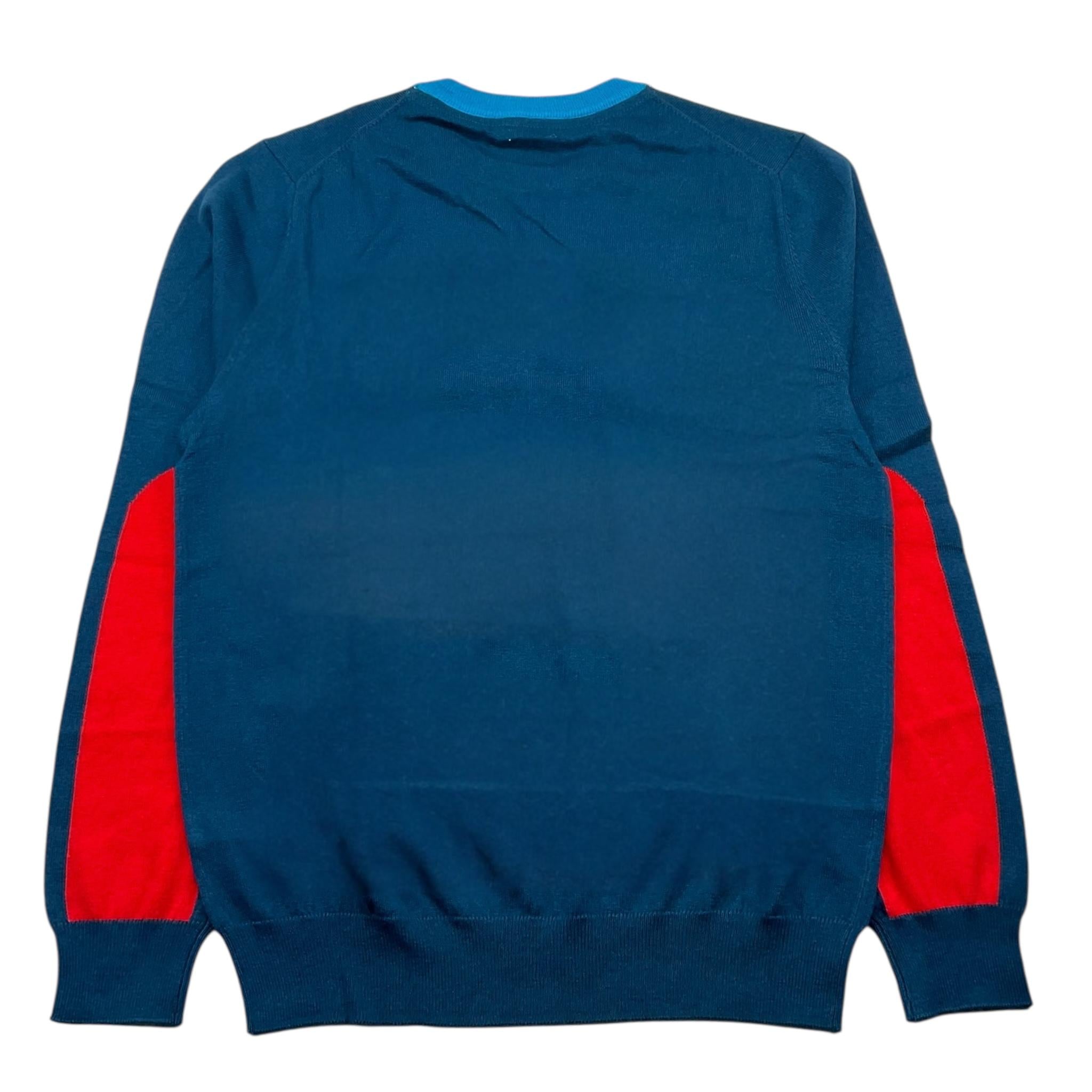 SUN68 maglia girocollo tinta unita con ricamo logo Petrolio per Bambino K44330J PETROLIO SUN68 