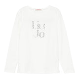 LIU JO shirt girocollo tinta unita con stampa e applicazioni Bianco per Bambina GF4093 BIANCO LIU JO 