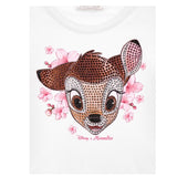 Monnalisa T-Shirt Girocollo Tinta Unita con Brillantini per Bambino 193607 BIANCO MONNALISA 