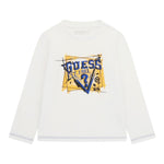 GUESS shirt girocollo tinta unita con stampa Bianco per Neonato N4YI01K8HM4 BIANCO GUESS 