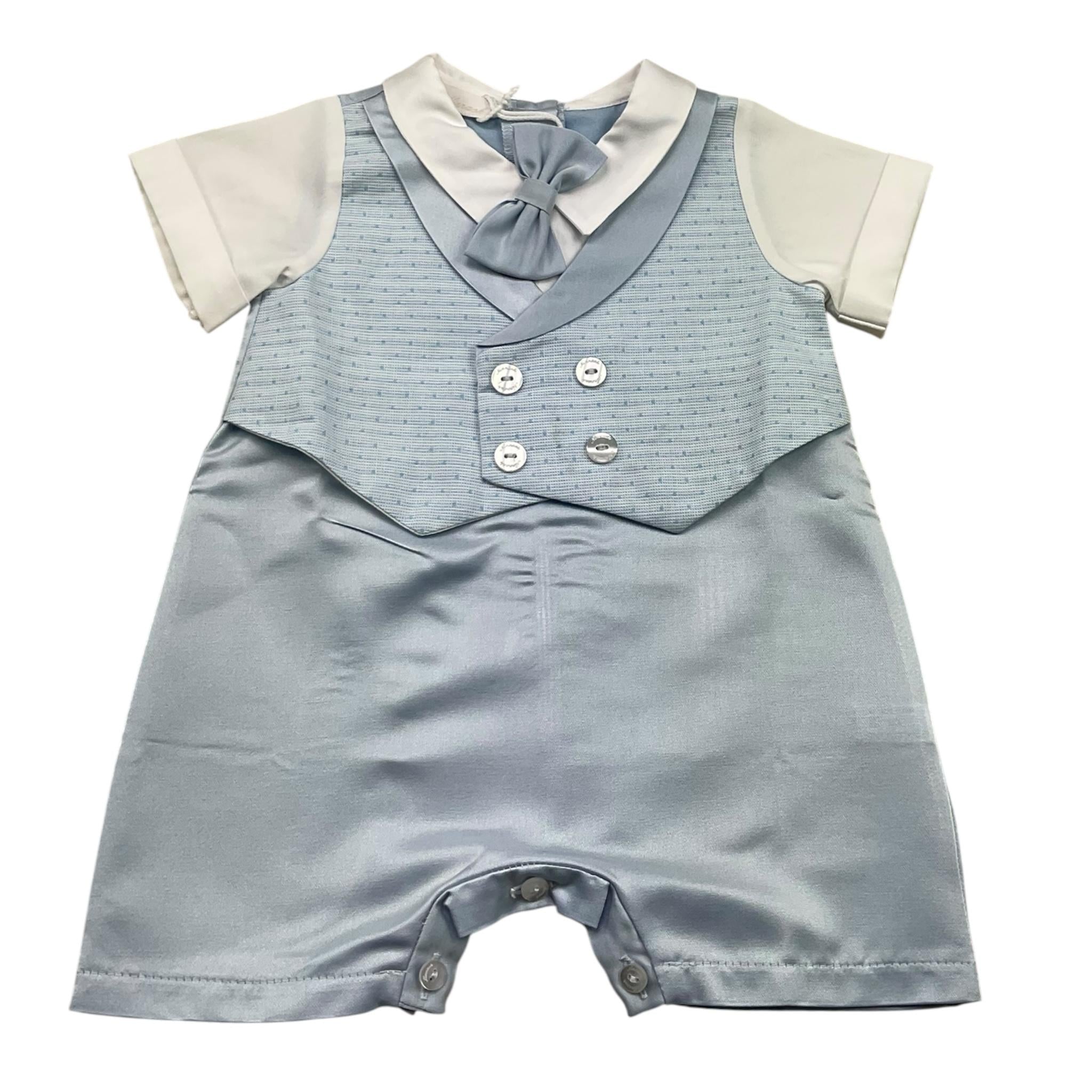 Ninnaoh Pagliaccetto Tinta Unita con Papillions E Finto Gilet per Neonato E23280P AZZURRO NINNAOH 