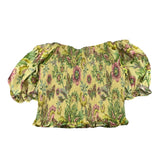 Fun & Fun Top Mezza Manica Stampa Fantasia Verde per Bambina