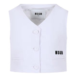 Msgm Gilet Tinta Unita Con Bottoni Bianco Per Bambino