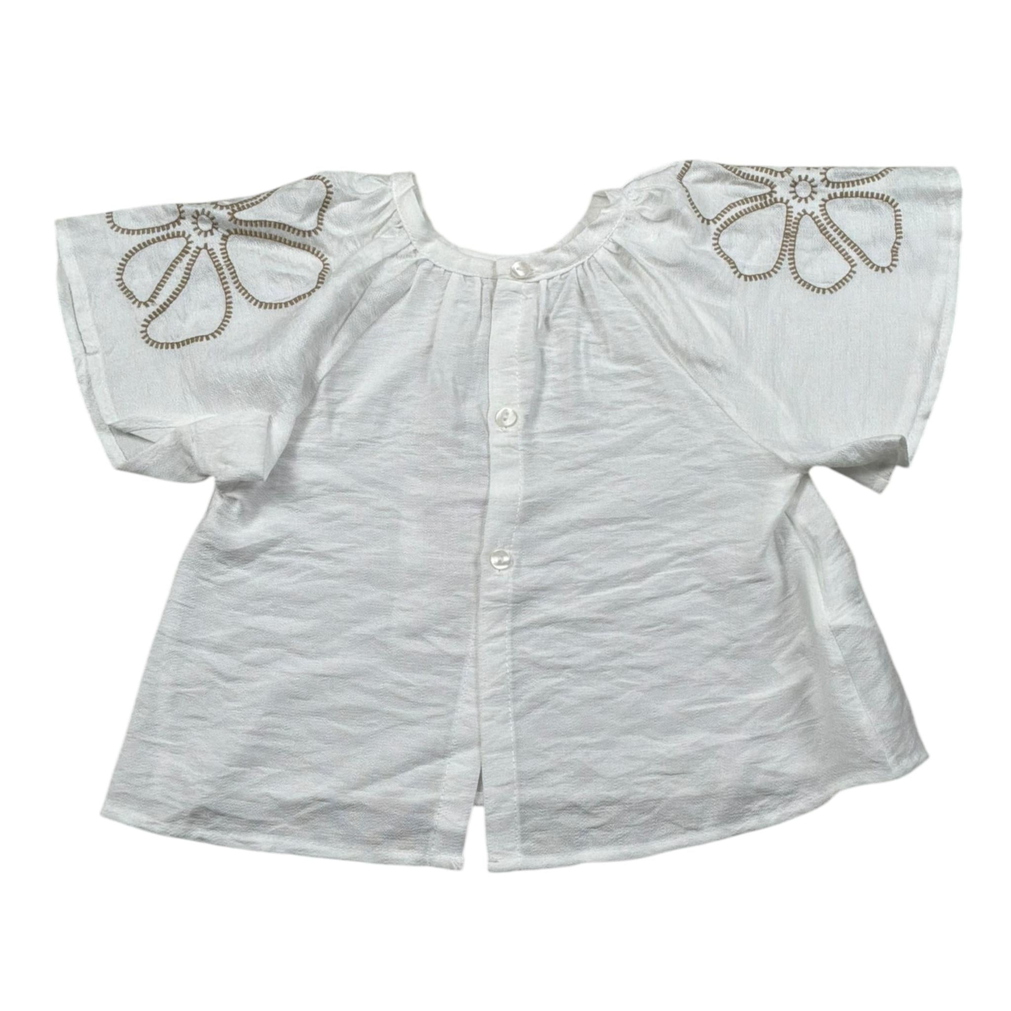 M+E' Camicia Mezza Manica Tinta Unita con Ricami per Neonata UE1699 BIANCO M+E' 