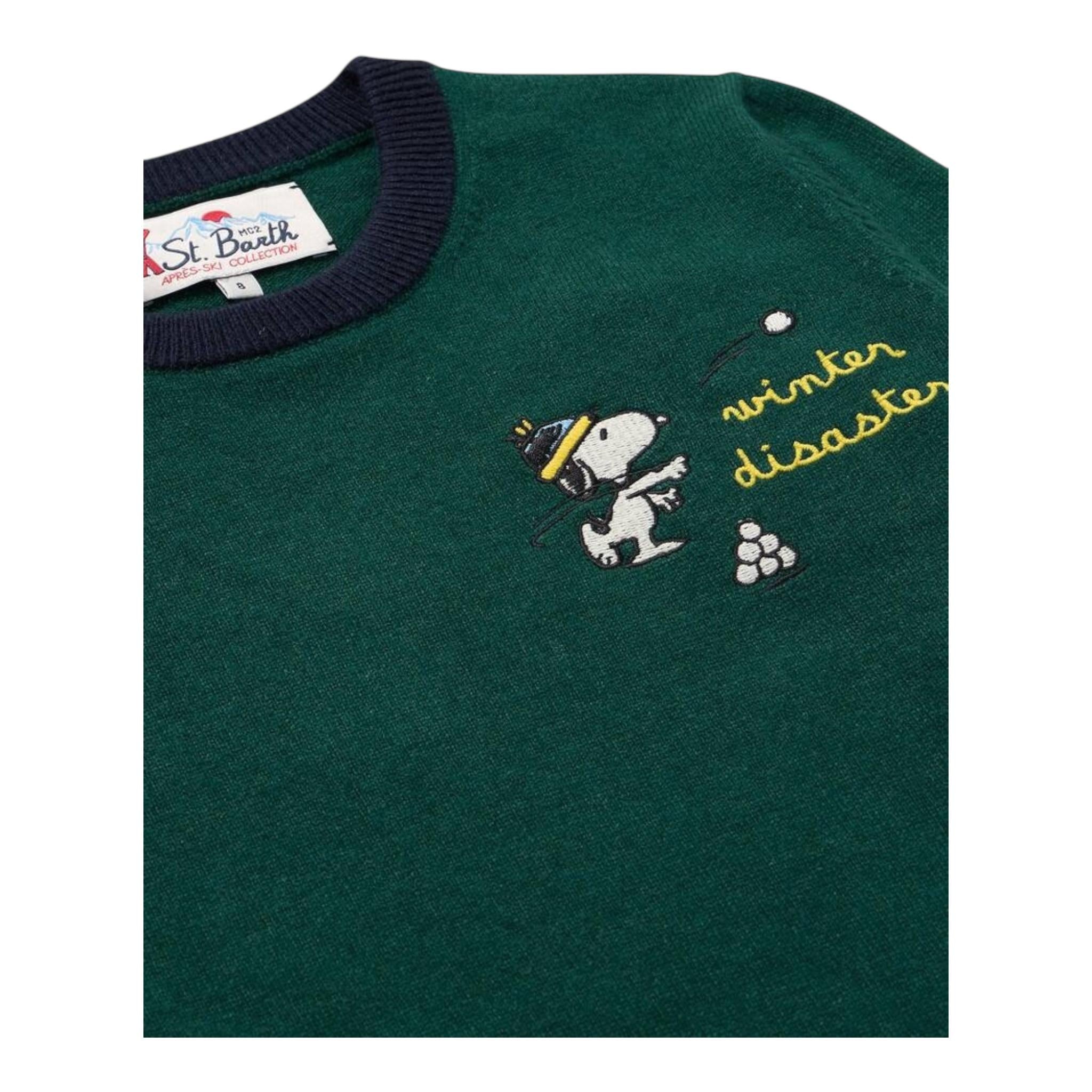 SAINT BARTH maglia girocollo tinta unita con stampa Verde per Bambino SNOPYY VERDE SAINT BARTH 