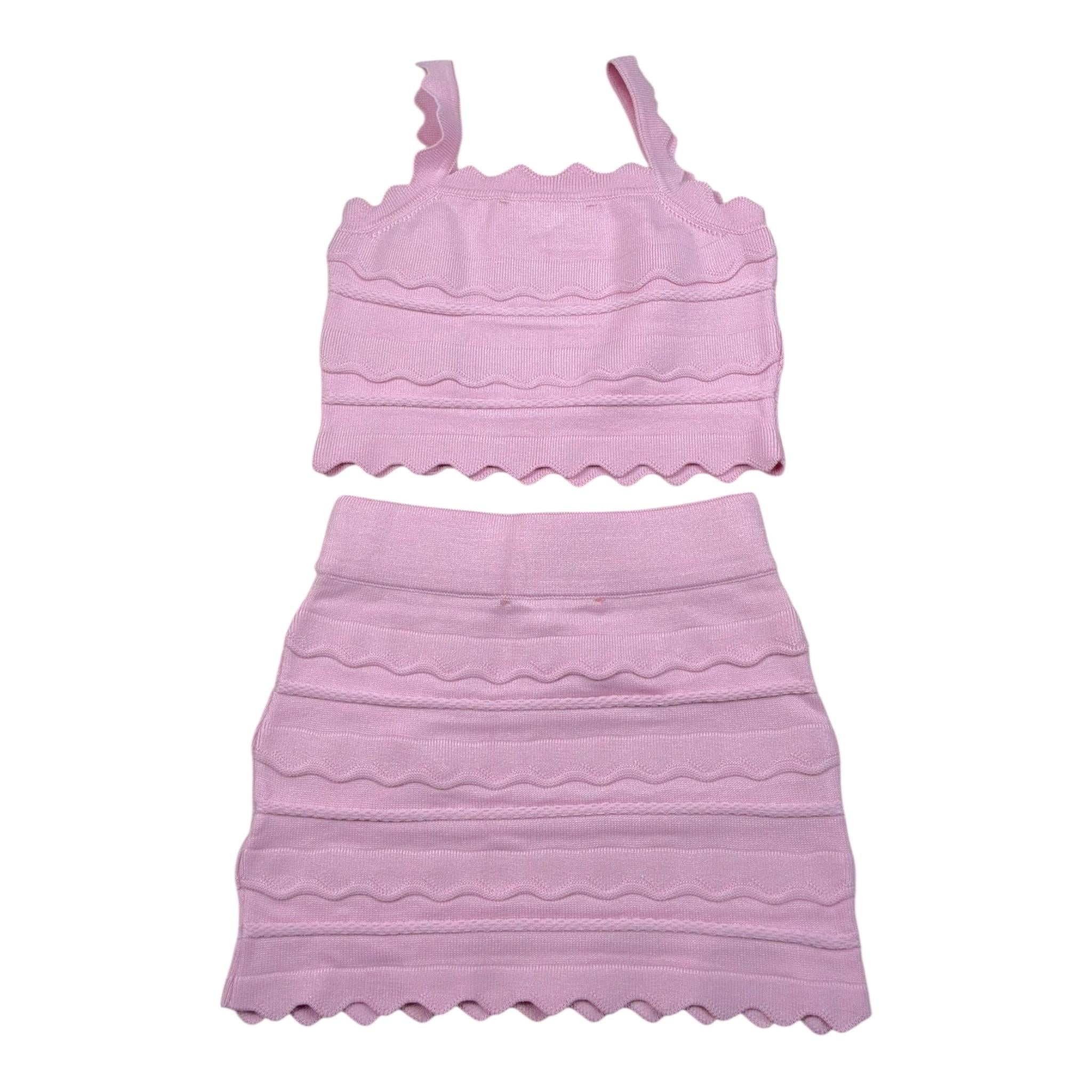 Elisabetta Franchi Completo 2 Pezzi Gonna Tinta Unita con Ricami-Top per Bambina EFCM015X ROSA ELISABETTA FRANCHI 