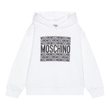 Moschino Felpa Chiusa con Cappuccio Tinta Unita con Stampe per Bambino HUF08T BIANCO MOSCHINO 