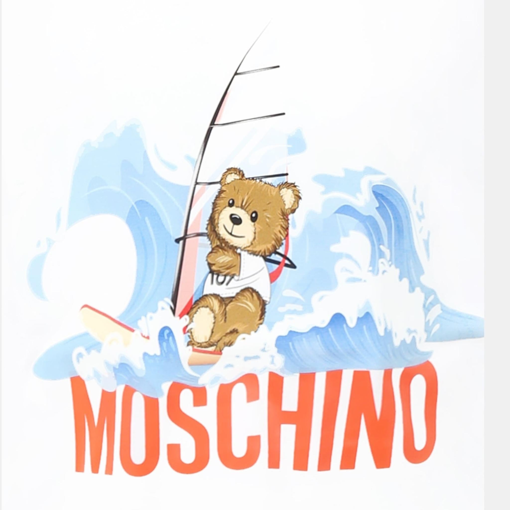 Moschino Completo 2 Pezzi T-Shirt-Bermuda Bicolore per Bambino HUG00Q BIANCO/AZZURRO MOSCHINO 