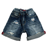 Fred Mello Bermuda In Denim tinta unita con Girovita Regolabile Blu per Bambino 018699 BLU FRED MELLO 