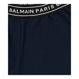 Balmain Bermuda In Felpa Tinta Unita Con Elastico In Vita Logato Blu Per Bambino