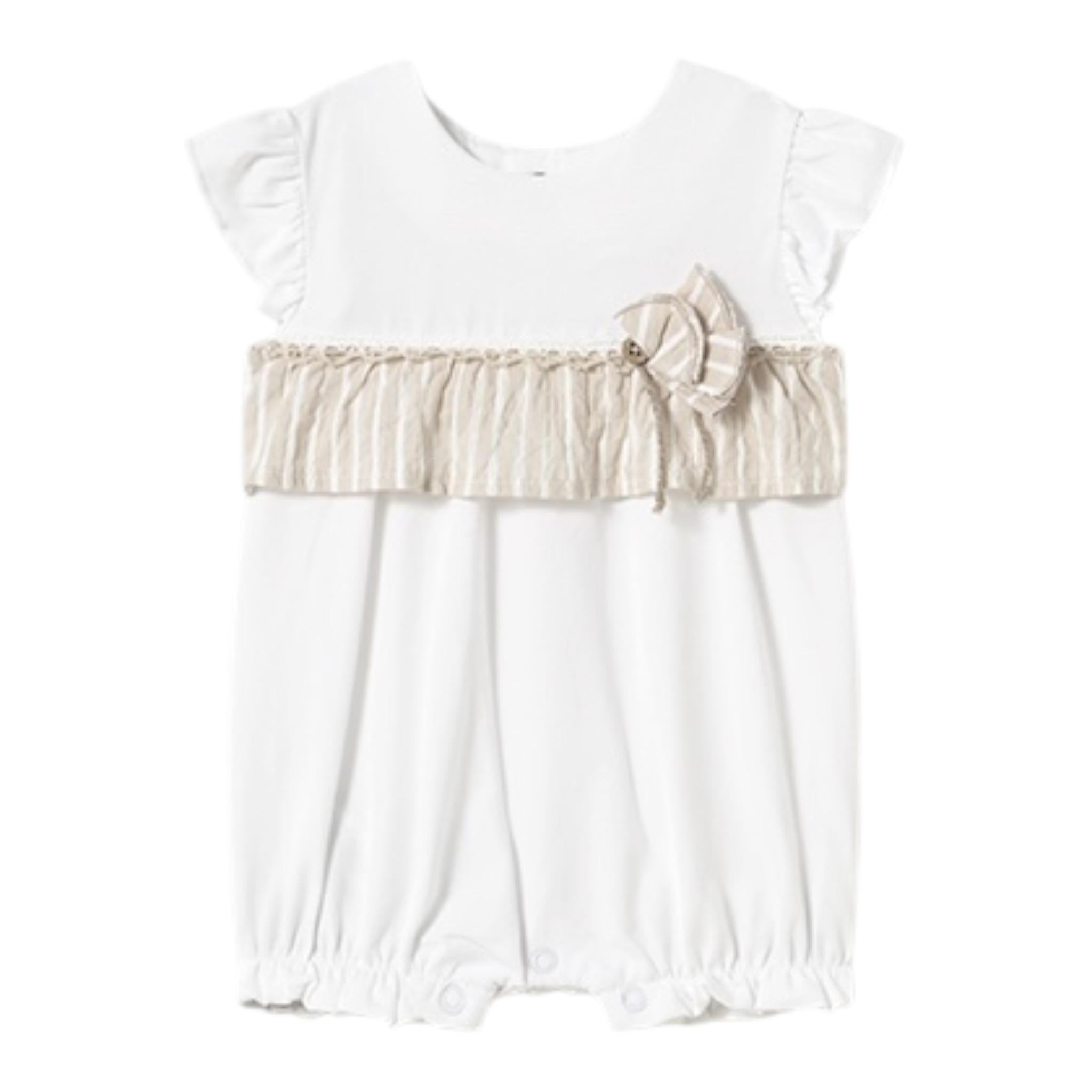 Mayoral Pagliaccett Tinta Unita con Fascia per Neonata 1748 BIANCO MAYORAL 