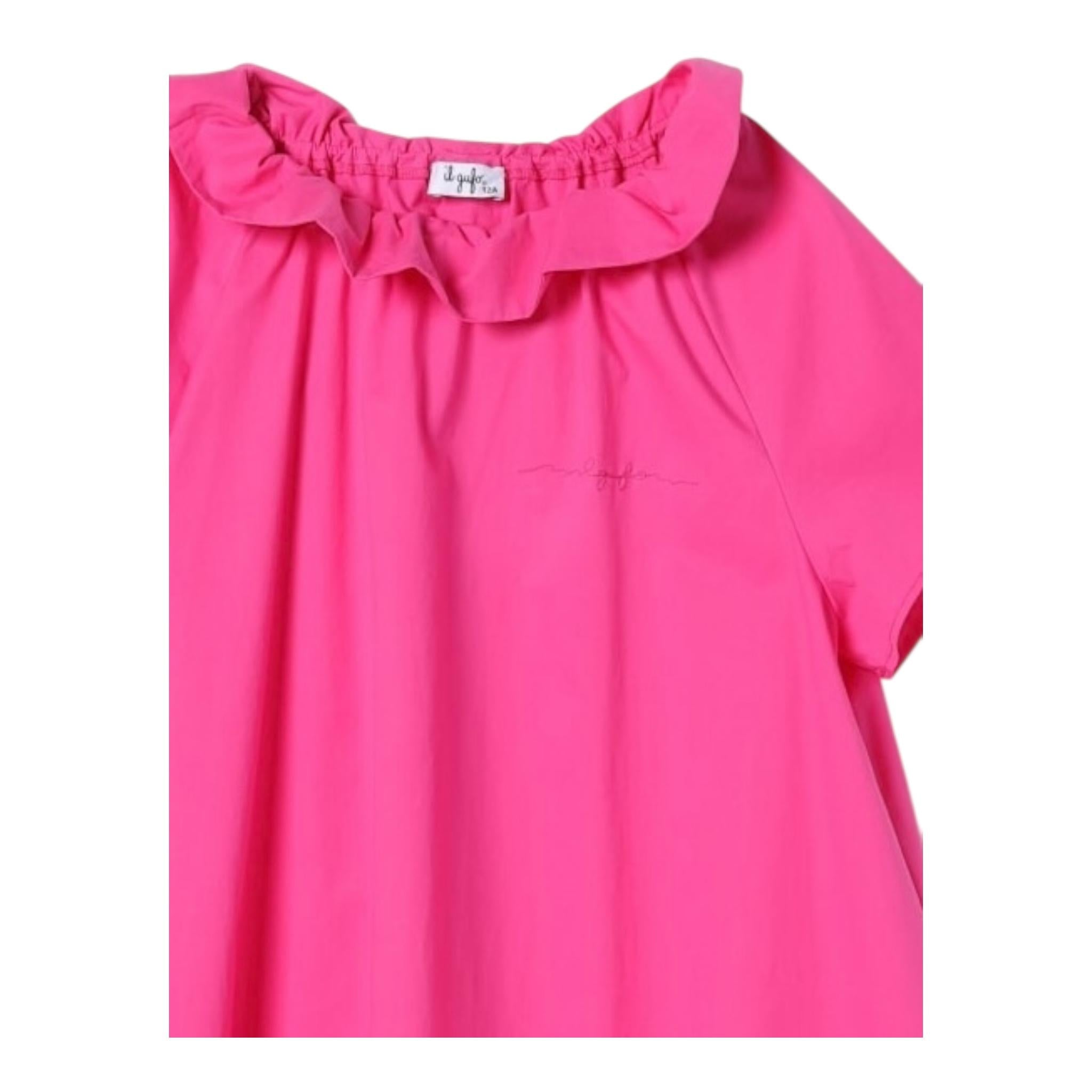 Il Gufo Abito Tinta Unita Mezza Manica per Bambina P25VM781C0046 FUXIA IL GUFO 
