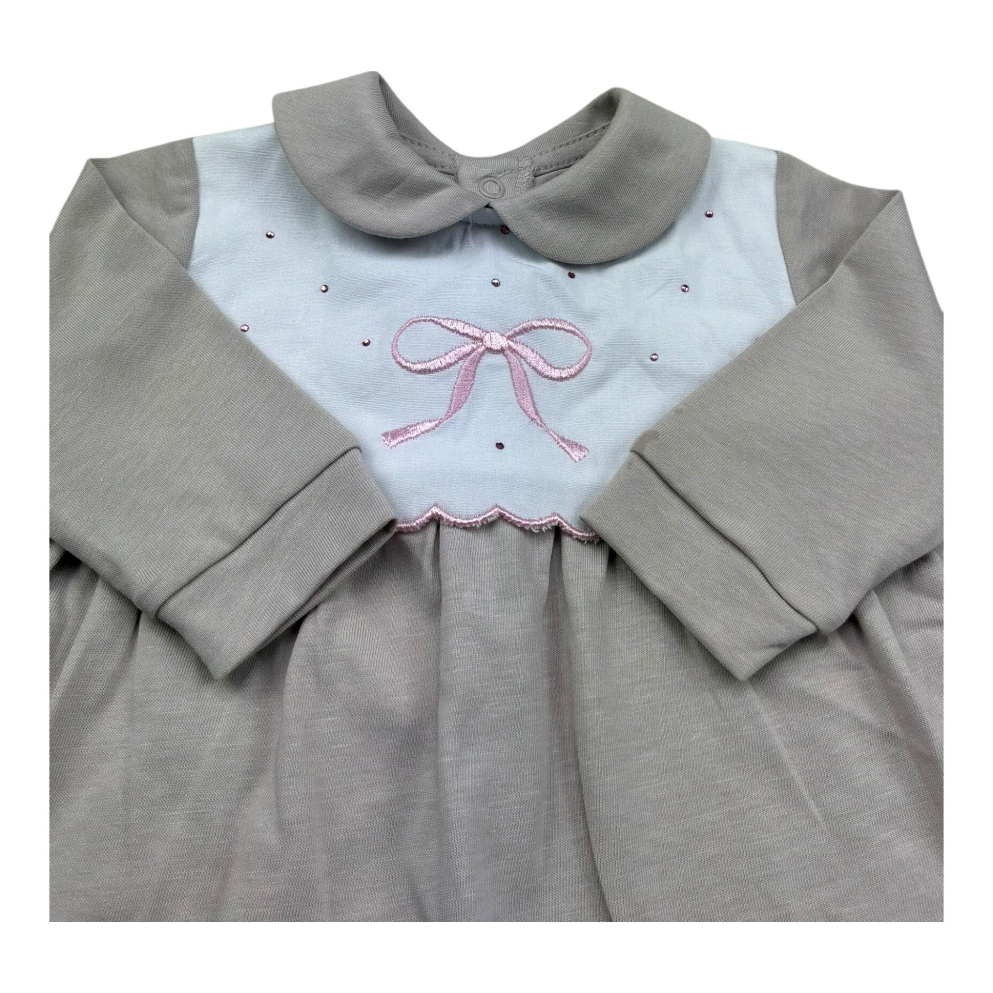 Isabel & Martinez Tutina Manica Lunga Tinta Unita con Ricami per Neonata IM25N451 BEIGE ISABEL & MARTINEZ 