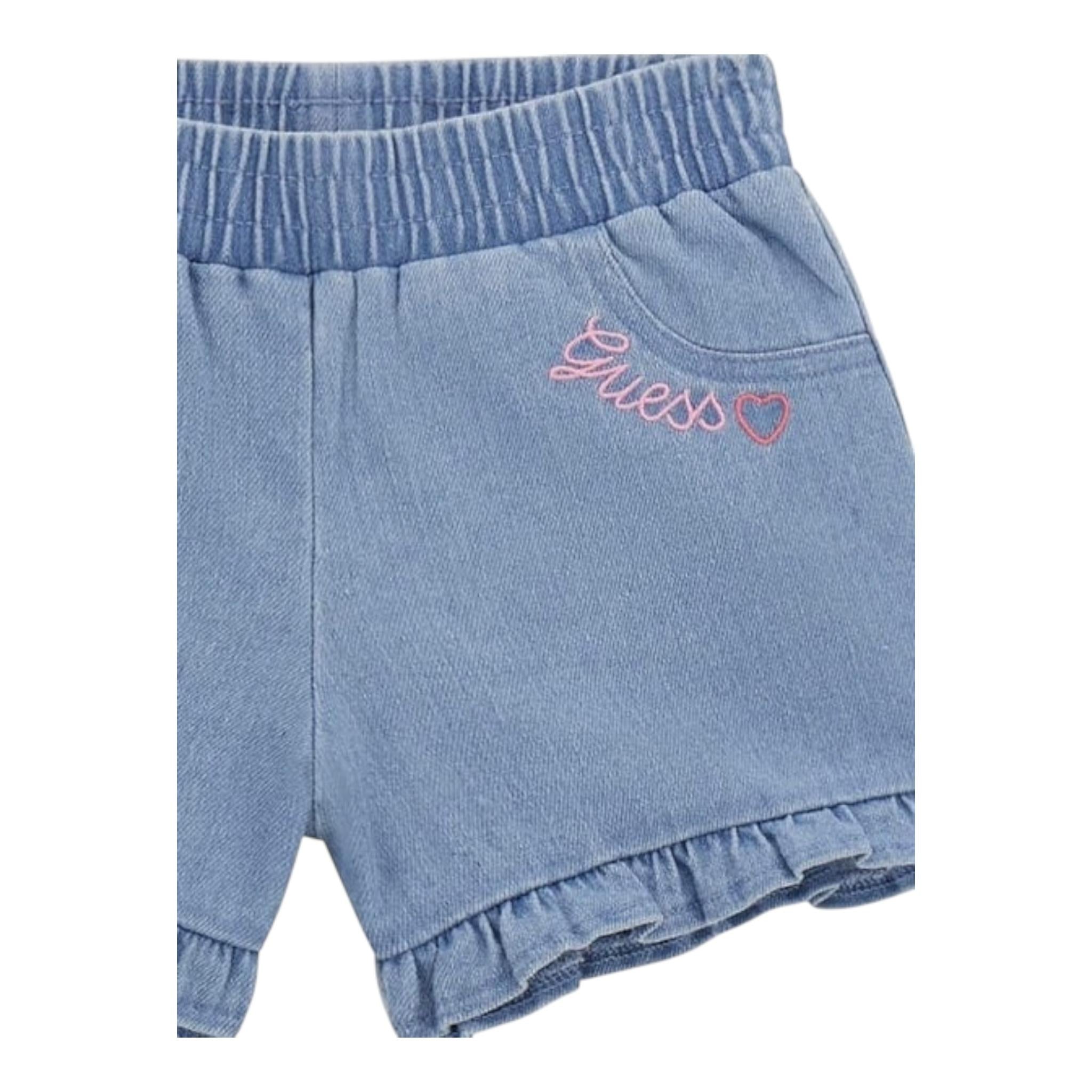 Guess Short In Denim Tinta Unita con Elastico In Vita per Neonata K5GD04D5160XN AZZURRO GUESS 