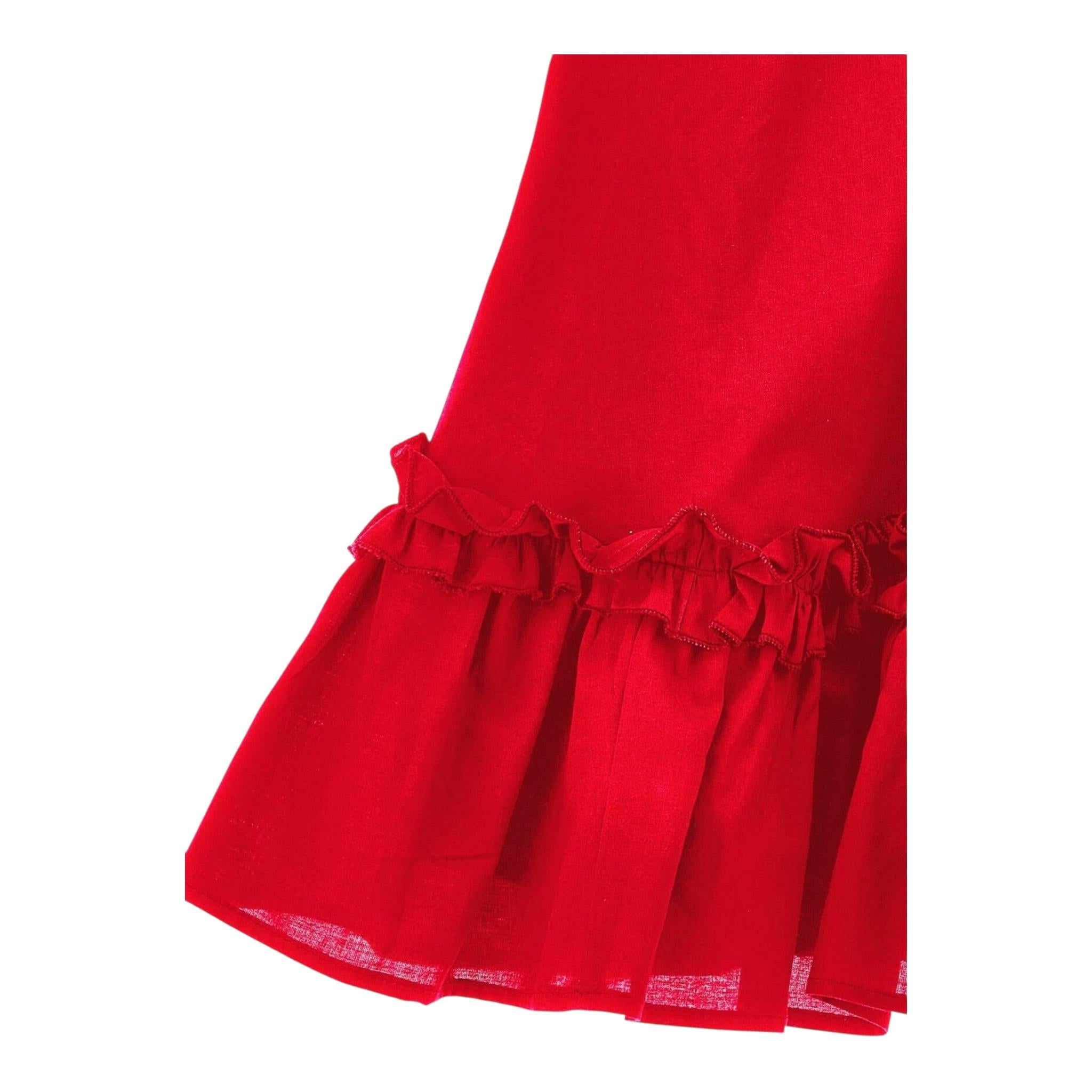 Monnalisa Abito Tinta Unita Monospalla con Balze per Bambina 17C907 ROSSO MONNALISA 