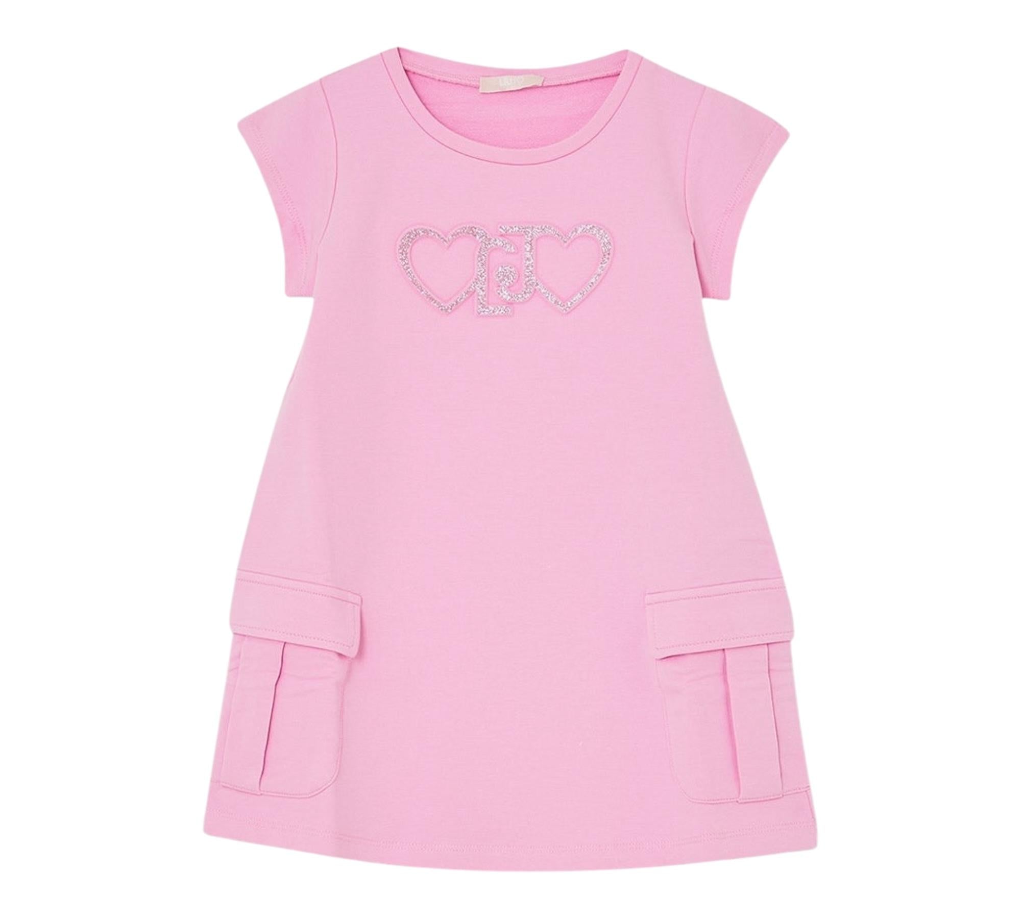 Liu Jo Abito Mezza Manica Tinta Unita con Logo per Neonata KA5017N ROSA LIU JO 