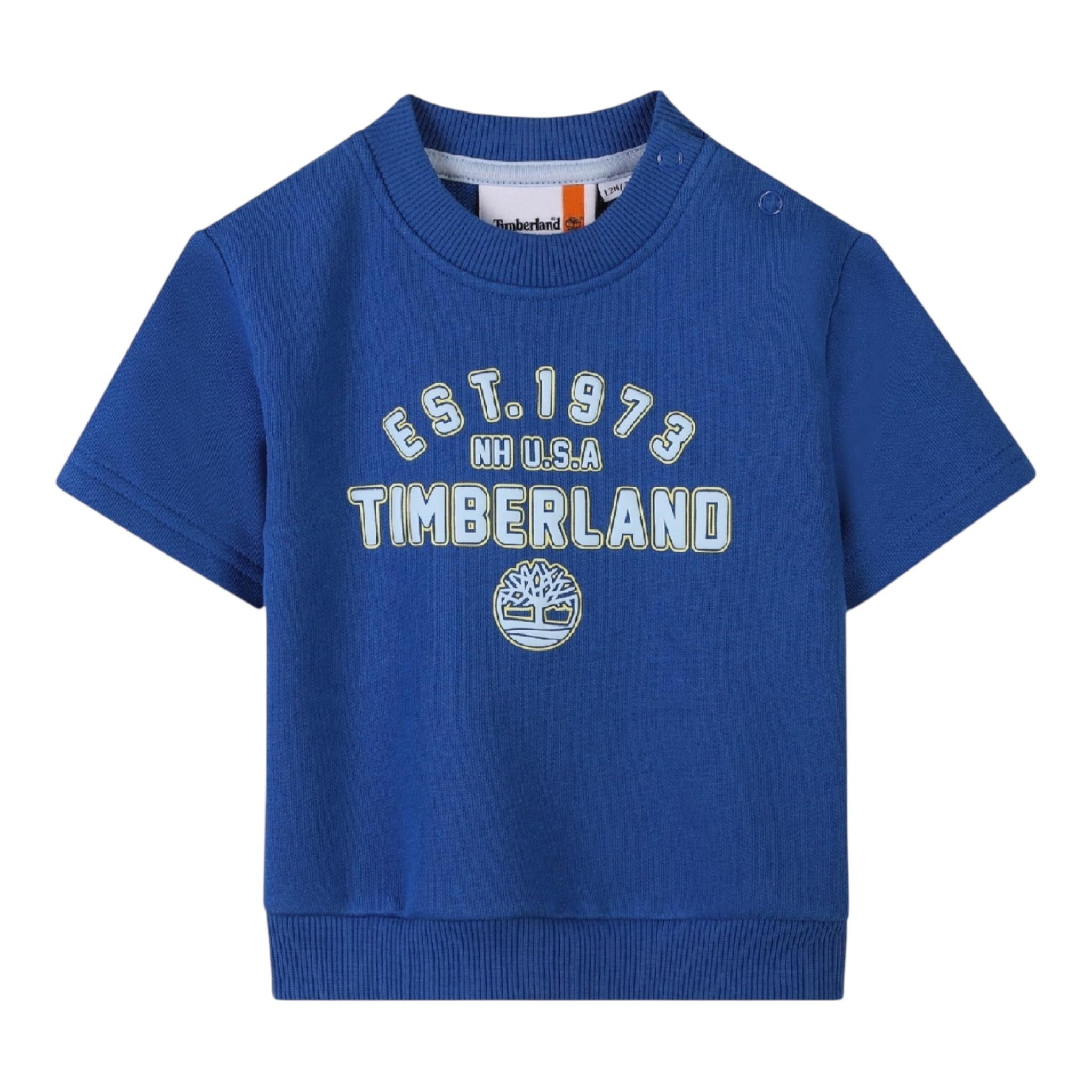 Timberland Completo 2 Pezzi Tinta Unita Felpa-Bermuda per Neonato T60509 BLU TIMBERLAND 