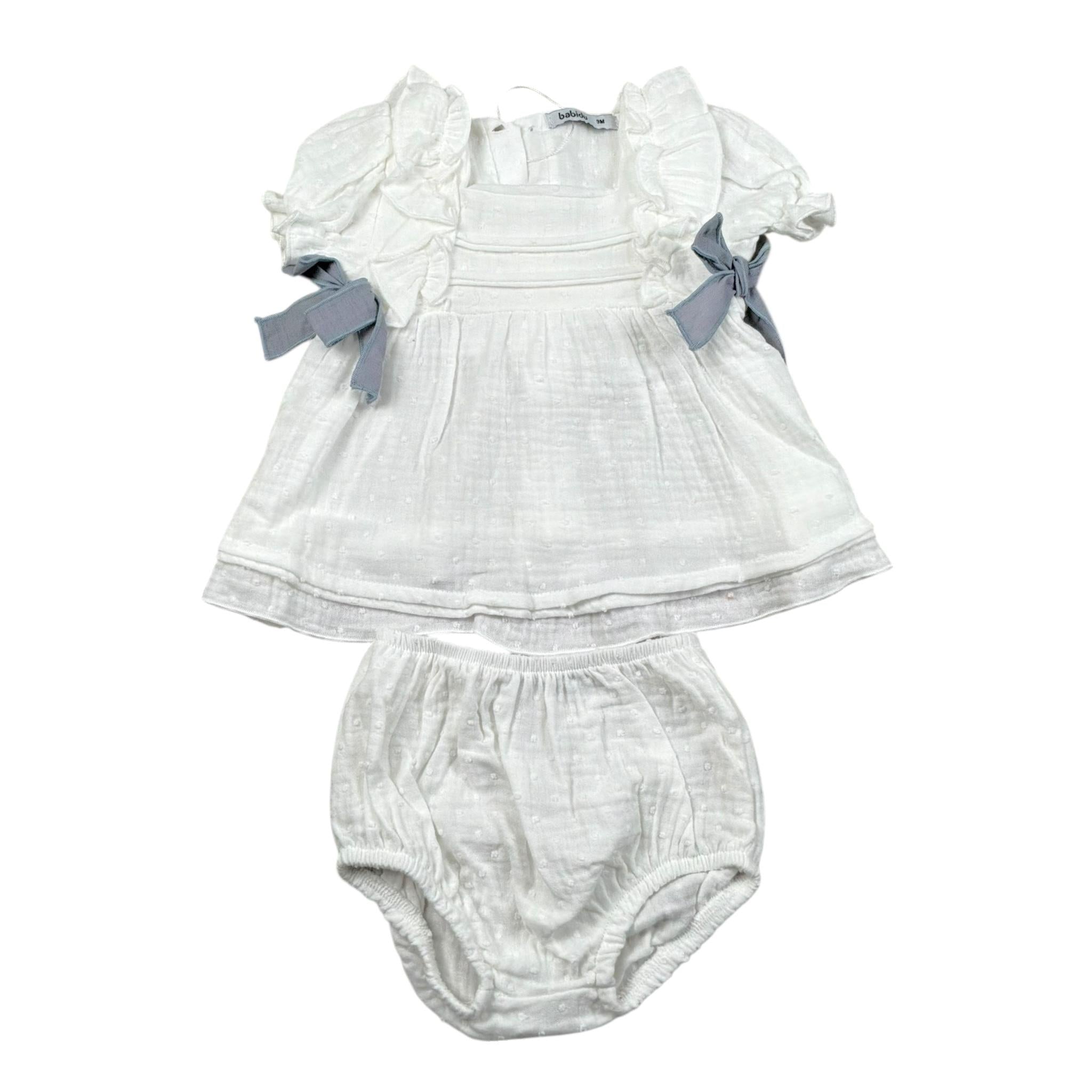 Babidu Completo 2 Pezzi Camicia-Coulotte Tinta Unita per Neonata 92495 BIANCO BABIDU 