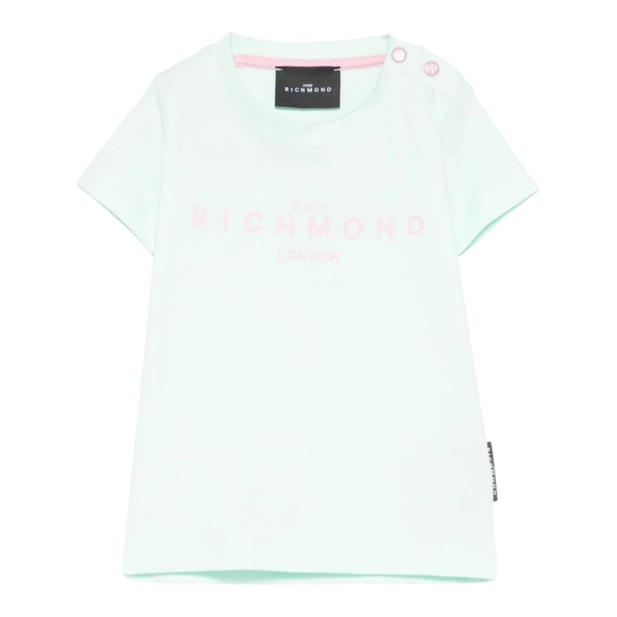 John Richmond T-Shirt Girocollo Tinta Unita con Stampa per Neonata RIP25002TSXXN VERDE ACQUA JOHN RICHMOND 