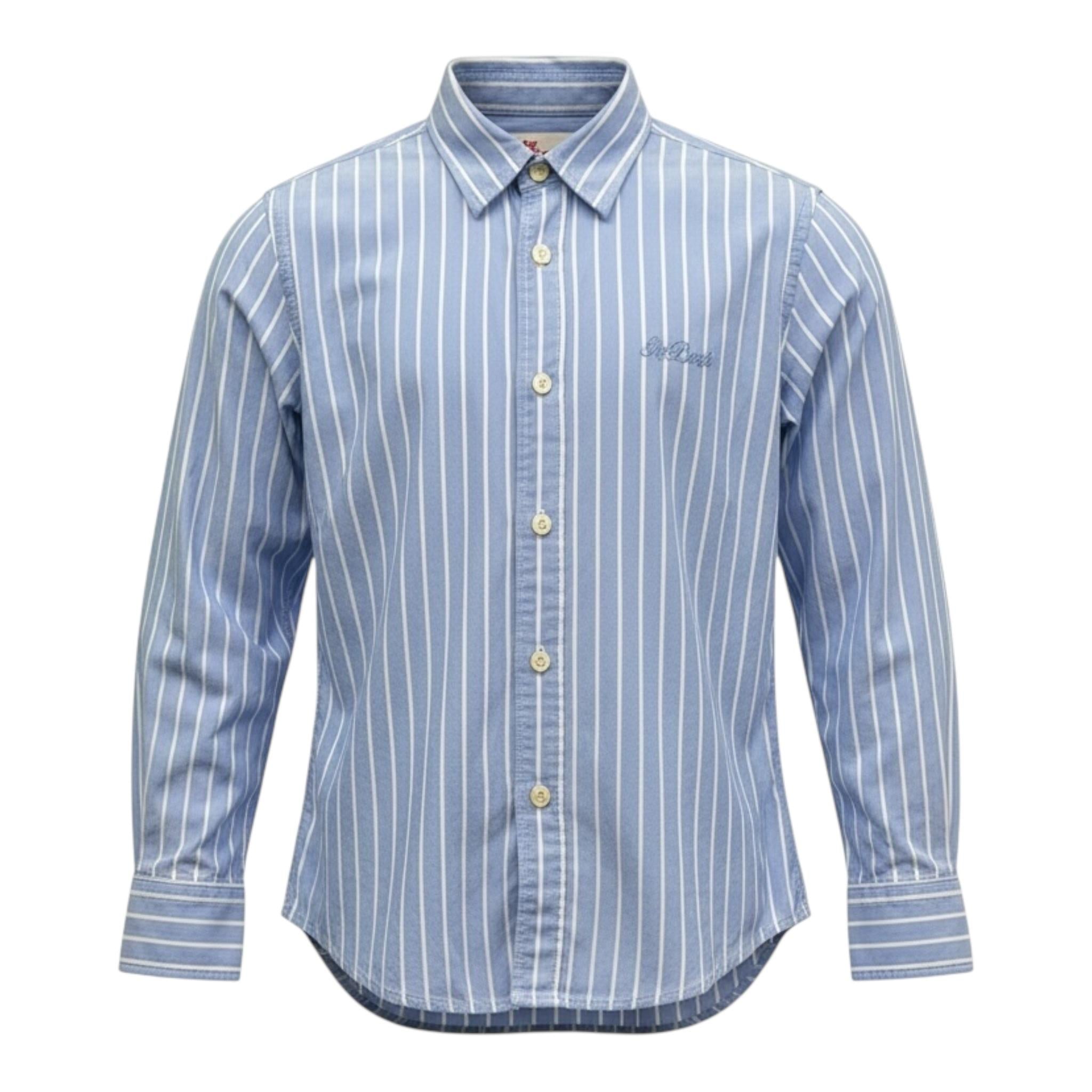 Saint Barth Camicia Bicolore con Fantasia A Righe per Bambino 00867L BIANCO/AZZURRO SAINT BARTH 