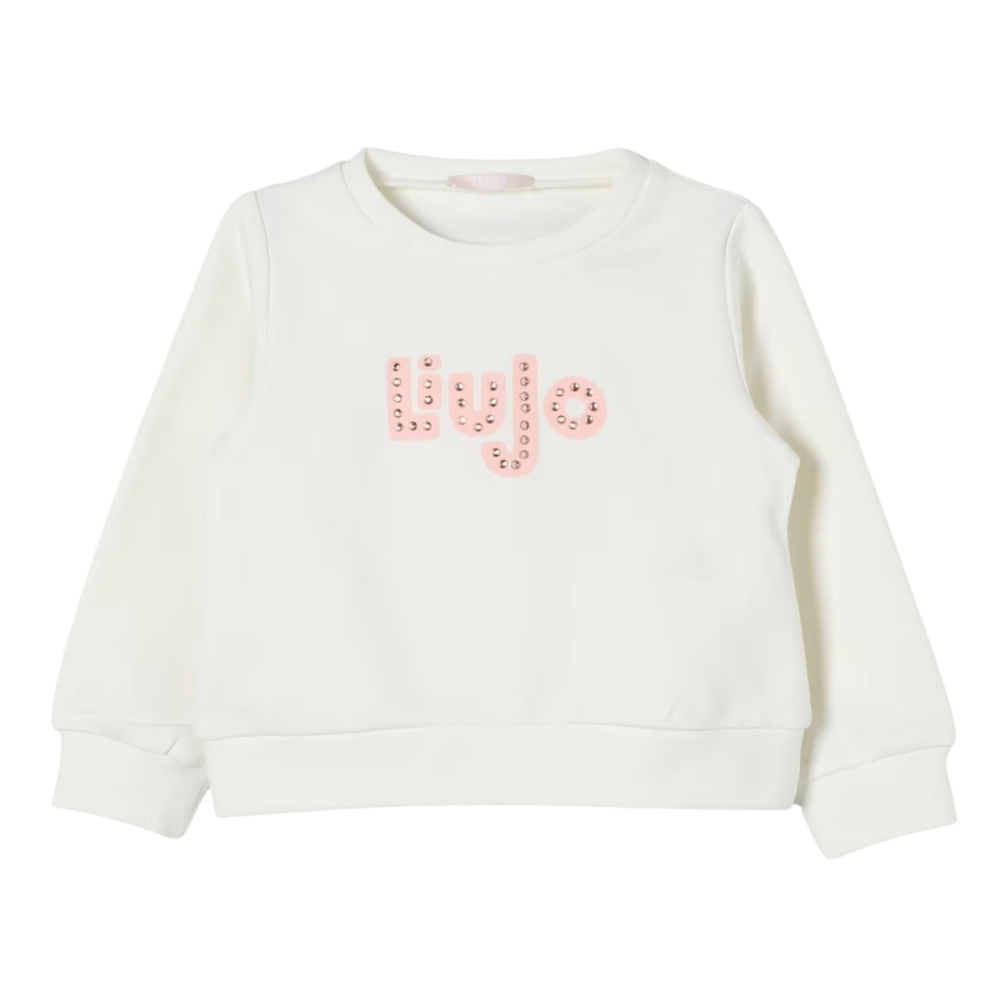 LIU JO felpa chiusa girocollo tinta unita con stampa logo Panna per Neonata KF4060NX PANNA LIU JO 