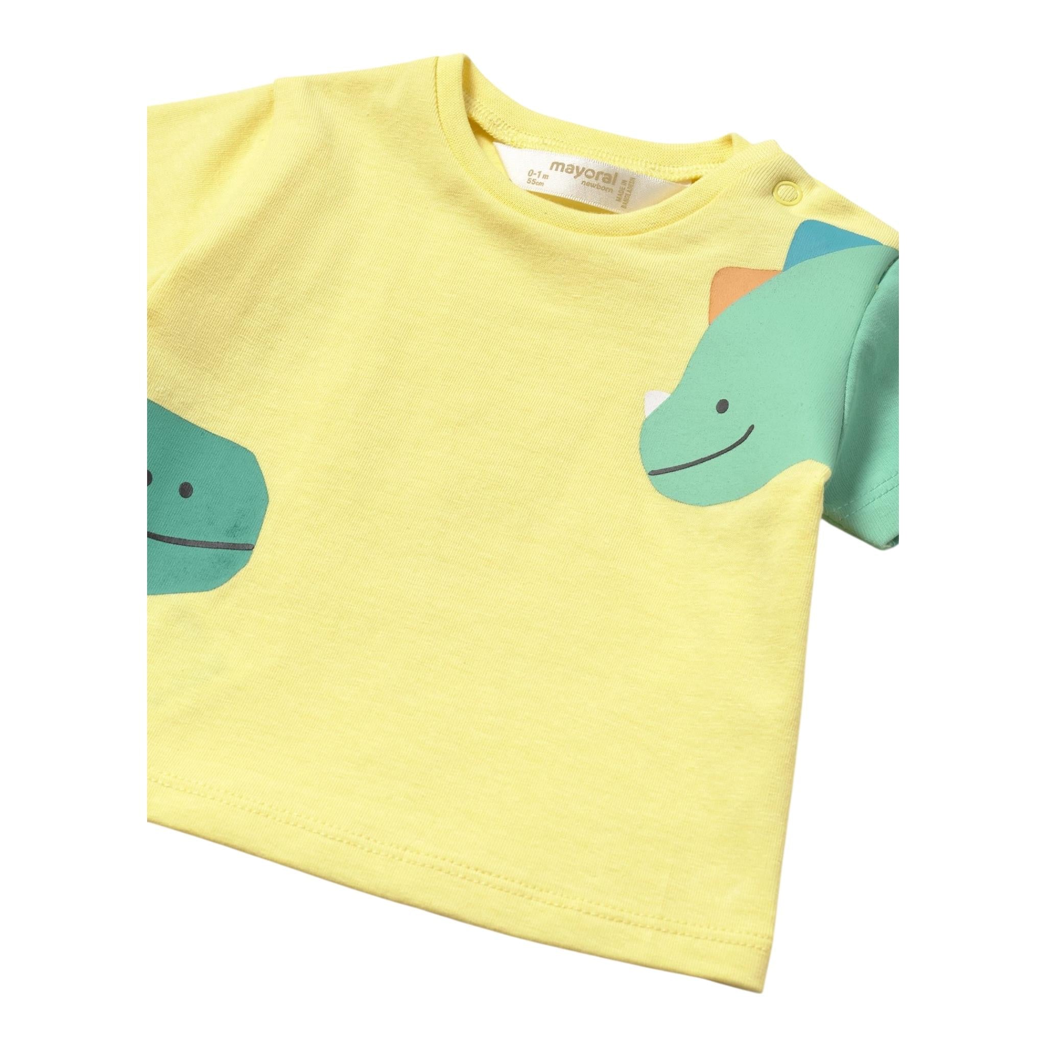 Mayoral T-Shirt Girocollo Tinta Unita con Stampa In Contrasto per Neonato 1037 GIALLO MAYORAL 