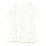 Dou Dou Abito Tinta Unita Mezza Manica con Balze per Neonata DW1A61NX BIANCO DOU DOU 