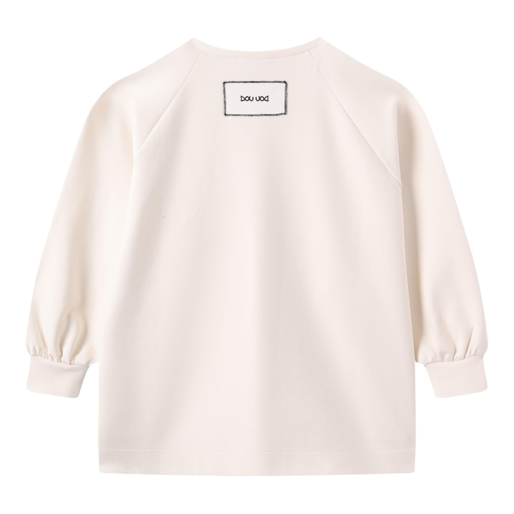 Dou Dou Felpa Chiusa Girocollo Tinta Unita per Bambina DW4A30 PANNA DOU DOU 