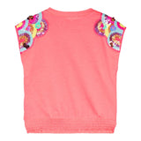 Billieblush T-Shirt Girocollo Tinta Unita Con Paillettes E Elastico Rosa Per Bambina