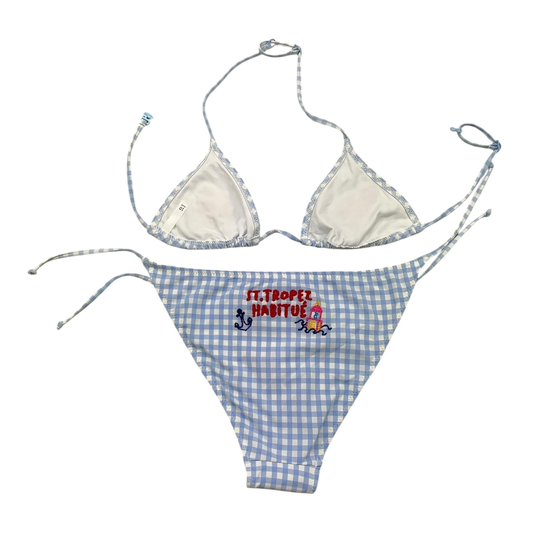 Saint Barth Costume 2 Pezzi Triangolo-Slip Bicolore per Bambina HOL0001 BIANCO/AZZURRO SAINT BARTH 