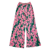 Coconudina Pantalone Stampa Fantasia Floreale Modello Palazzo Rosa/Verde per Bambina