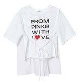 Pinko T-Shirt Girocollo Tinta Unita Con Stampe In Contrasto Bianco Per Bambina