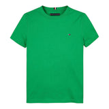 Tommy Hilfiger T-Shirt Girocollo Tinta Unita con Logo per Bambino KB0KB06879X VERDE TOMMY HILFIGER 