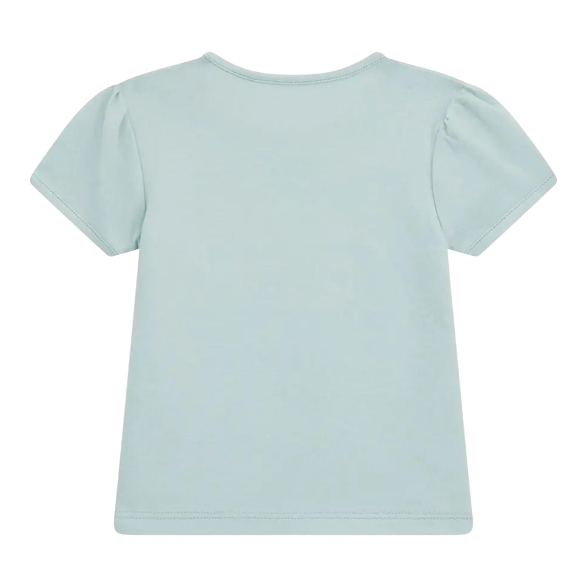 Guess T-Shirt Girocollo Tinta Unita con Logo per Neonata A5RI03K6YW4 VERDE ACQUA GUESS 