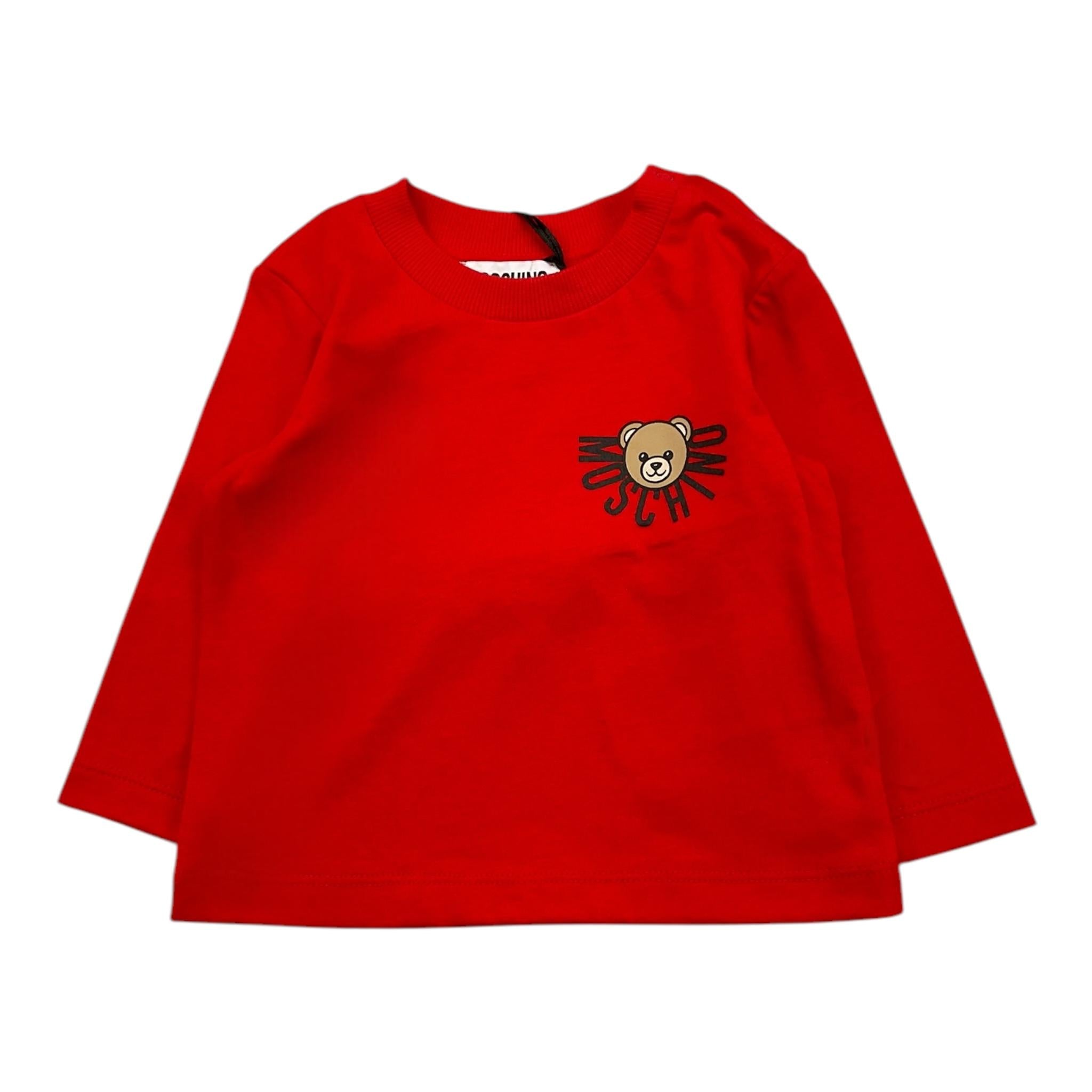 MOSCHINO shirt tinta unita girocollo con logo Rosso per Neonato MVO00R ROSSO MOSCHINO 