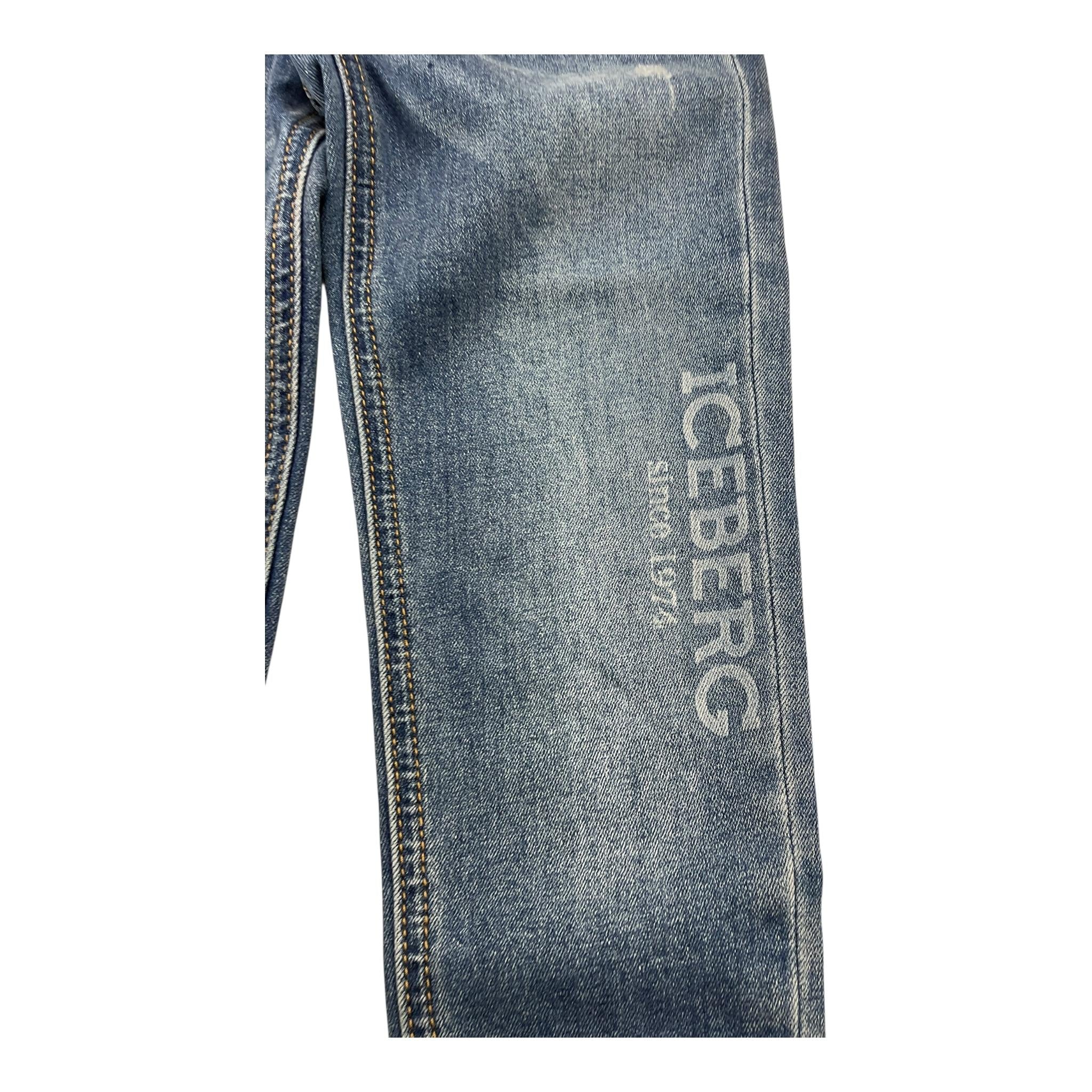 Iceberg Jeans Tinta Unita con Girovita Regolabile per Bambino PTICE4102B BLU ICEBERG 
