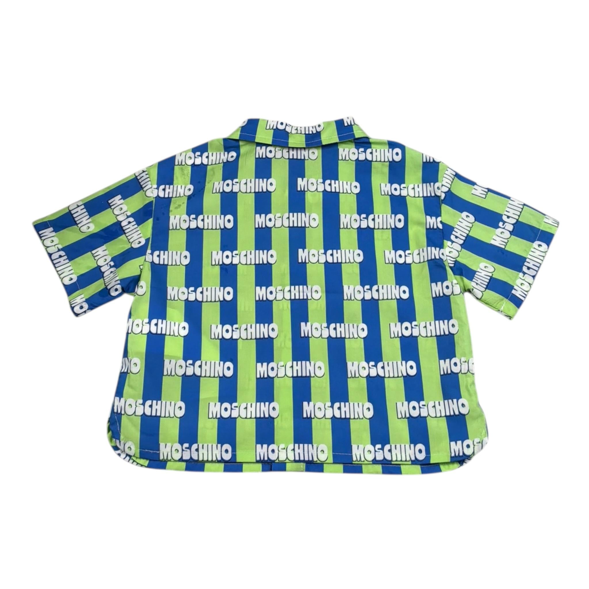 Moschino Camicia Biclore con Fantasia A Righe Mezza Manica per Neonato MUC01M VERDE MOSCHINO 