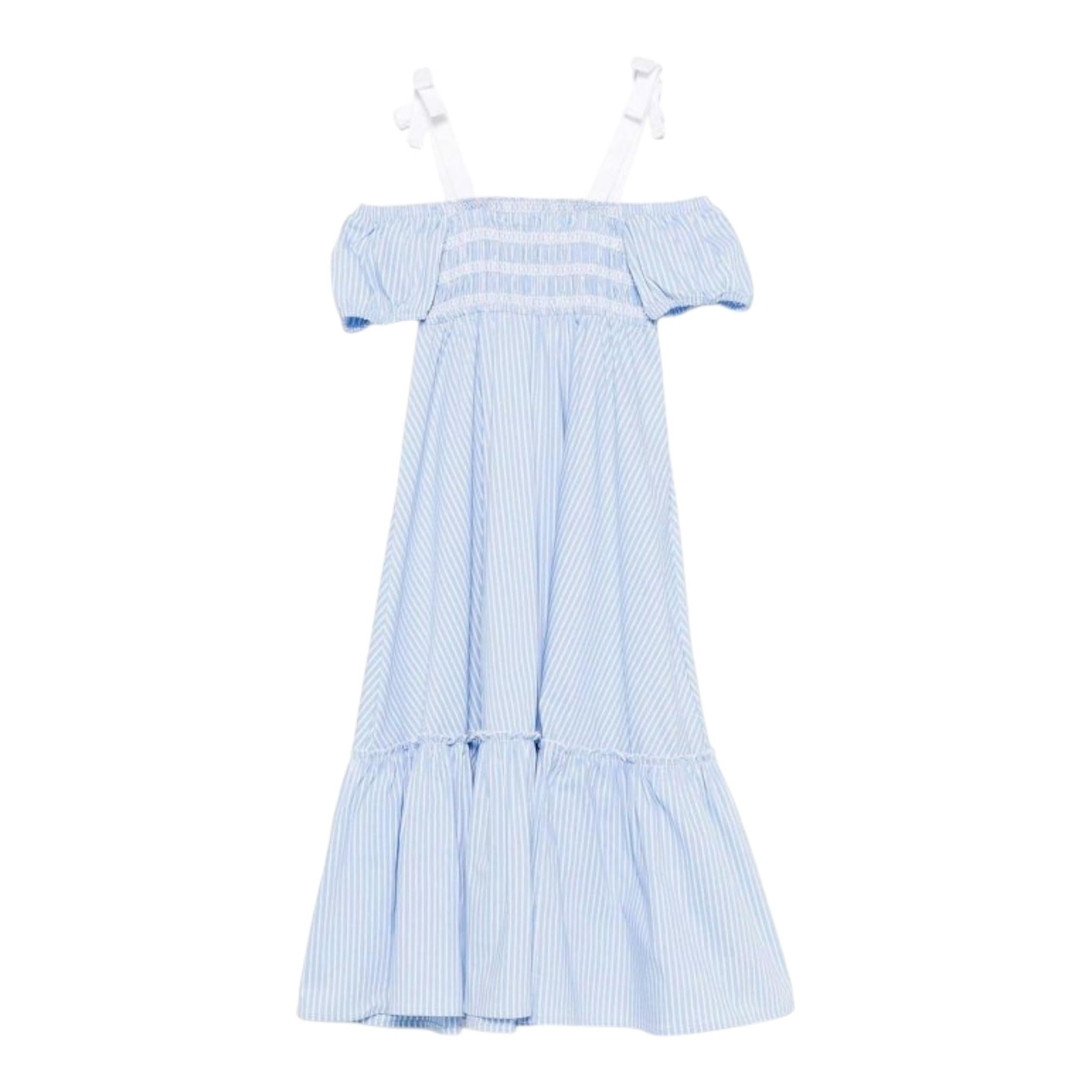 Philosophy Abito Tinta Unita Fantasia A Righe per Bambina I1E912 AZZURRO PHILOSOPHY 