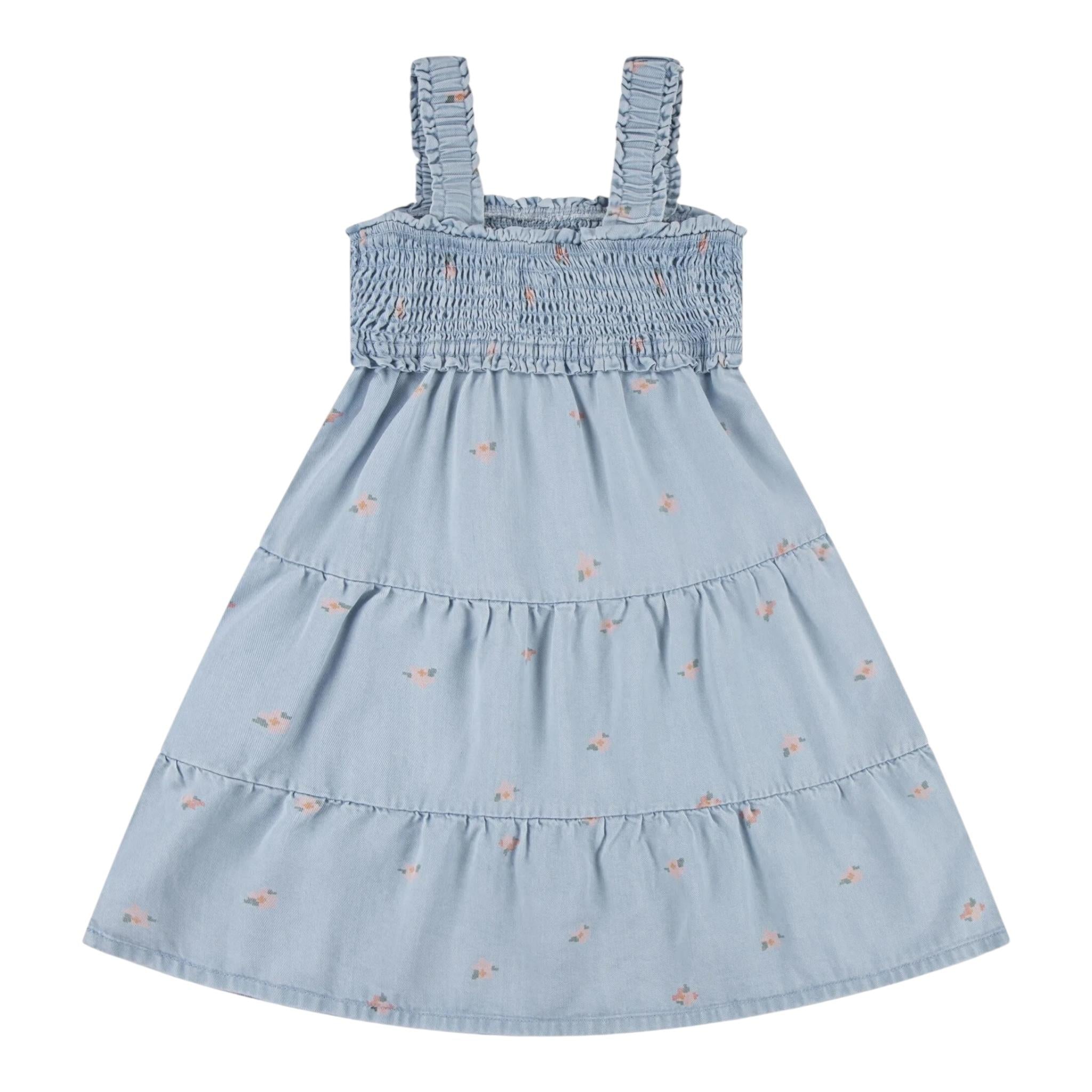 Levi'S Abito Giromanica Tinta Unita con Ricami per Bambina 3EM227 AZZURRO LEVI'S 