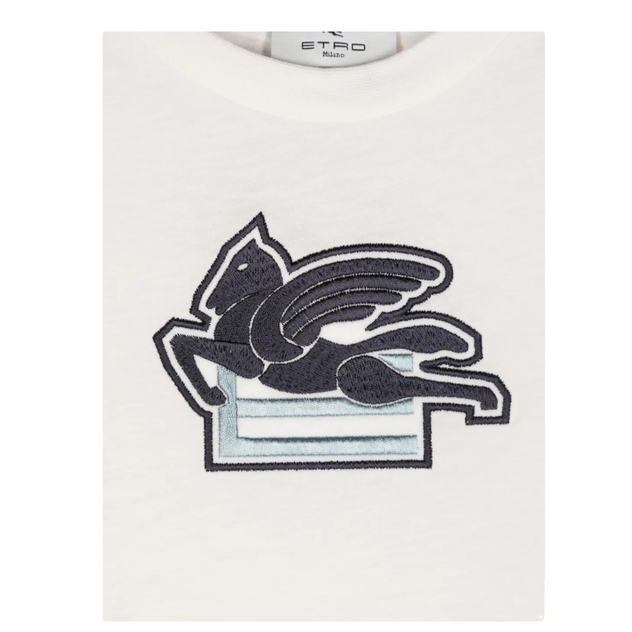 ETRO t-shirt girocollo tinta unita con logo Bianco per Bambino GV8P51 BIANCO ETRO 