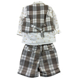 Shako' Completo 4 Pezzi Camicia-Panciotto-Bermuda-Papillon Multicolor Per Neonato