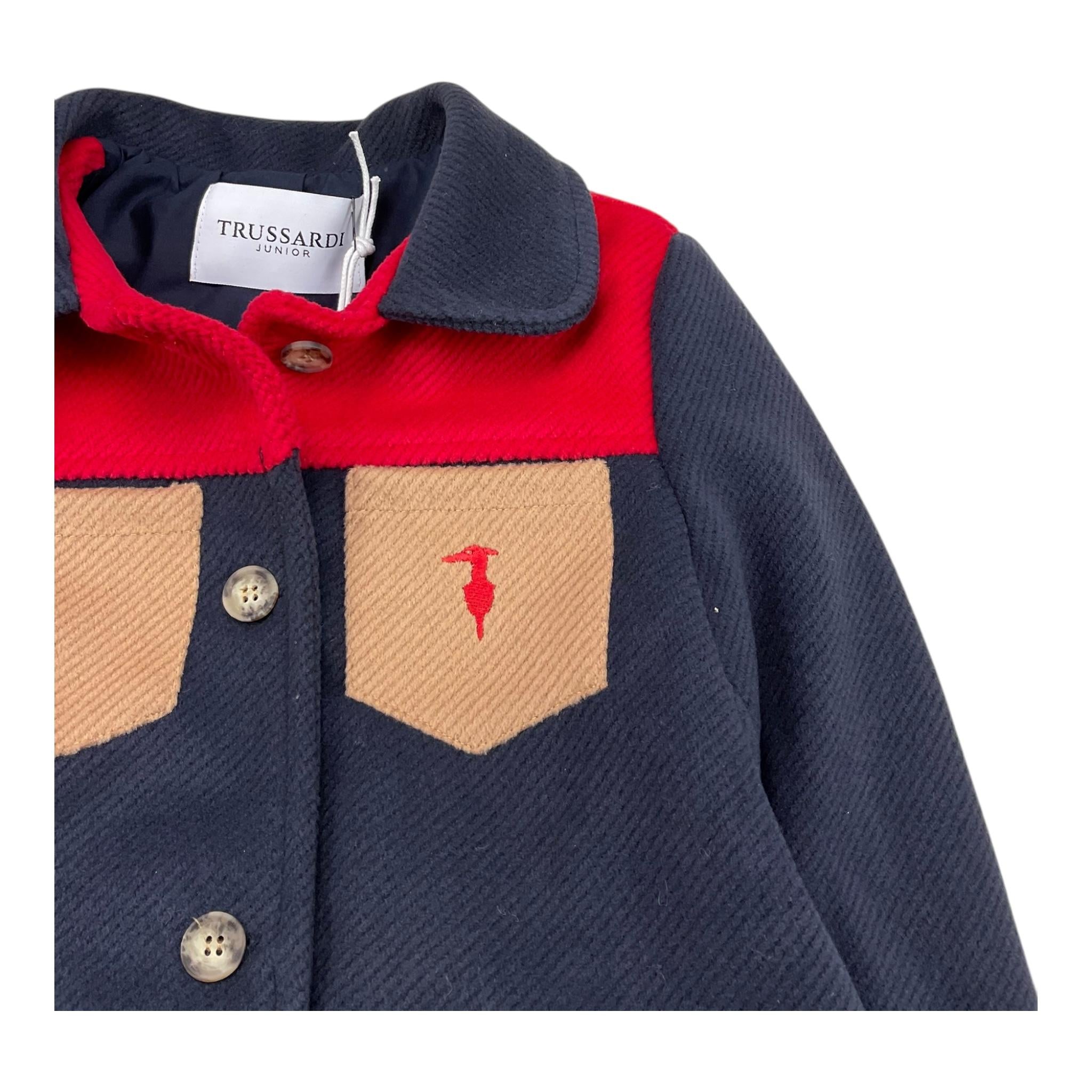 TRUSSARDI cappotto tinta unita con taschini in contrasto Blu per Bambina TGA25061CP BLU TRUSSARDI 