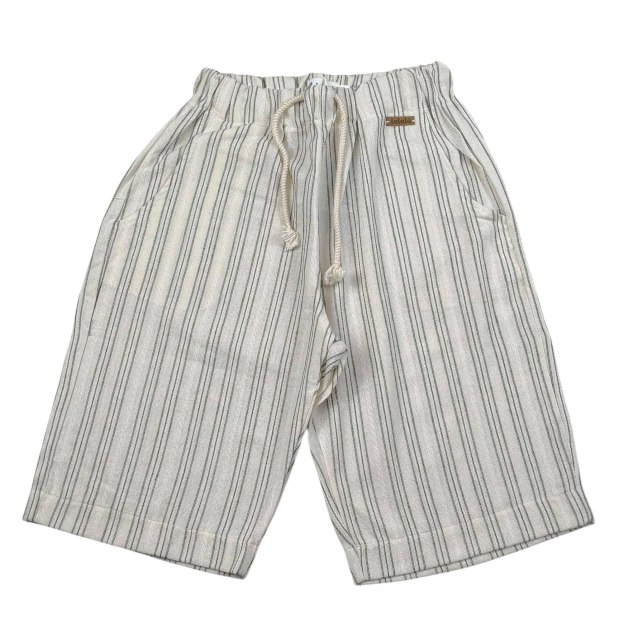 Lalalu' Bermuda Tinta Unita con Fantasia A Righe per Bambino BML50PB PANNA LALALU' 