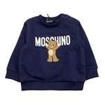 MOSCHINO felpa girocollo tinta unita con stampa Blu per Neonato MNF060 BLU MOSCHINO 
