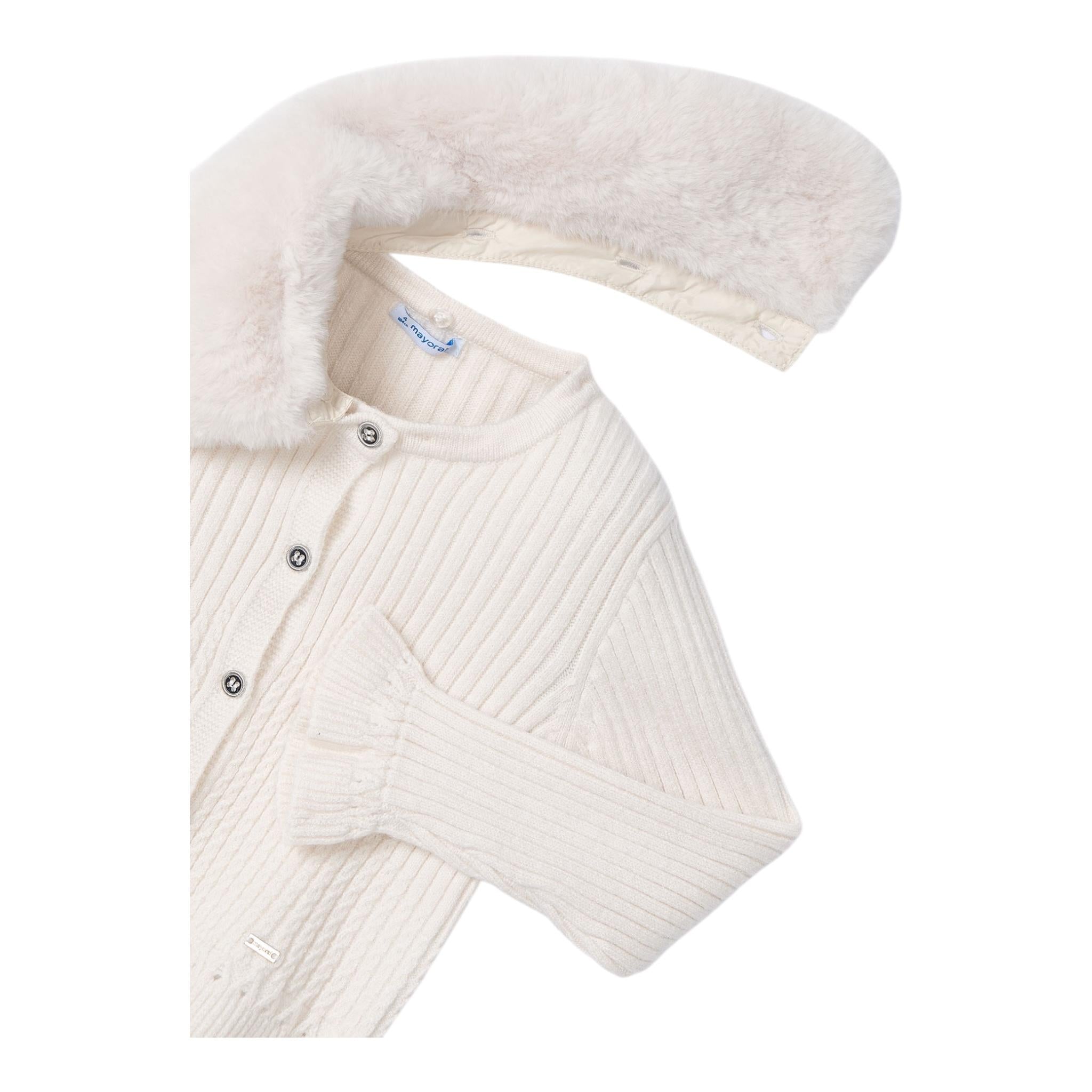 MAYORAL cardigan tinta unita con colletto rimovibile Beige per Bambina 4362JX BEIGE MAYORAL 