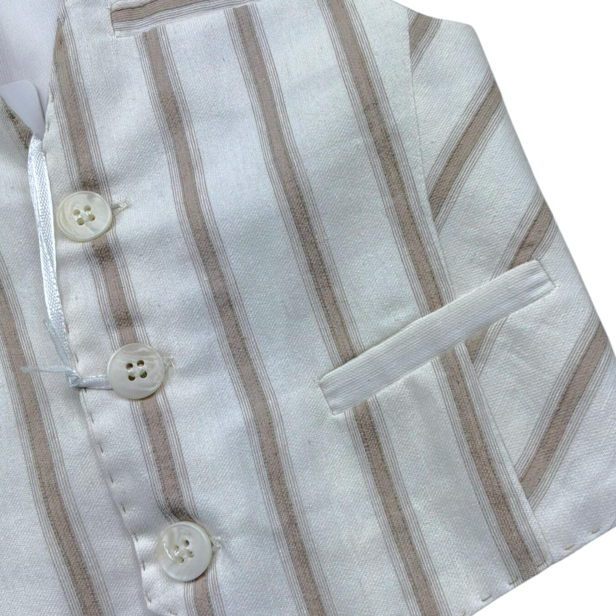 Manuel & Frank Gilet Tinta Unita con Fantasia A Righe per Neonato MF5323BSI PANNA MANUEL & FRANK 