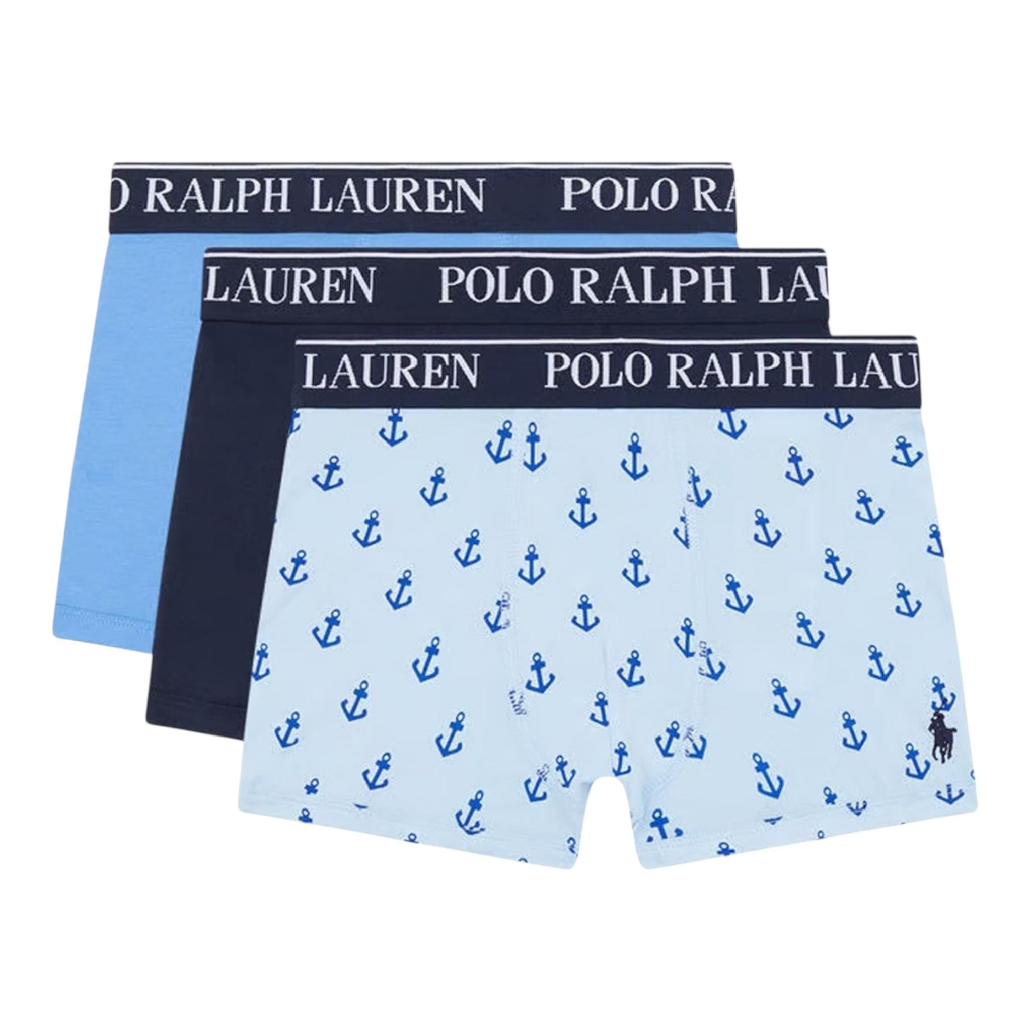 Ralph Lauren Set 3 Boxer Bicolore per Bambino 9P501555 BLU RALPH LAUREN 