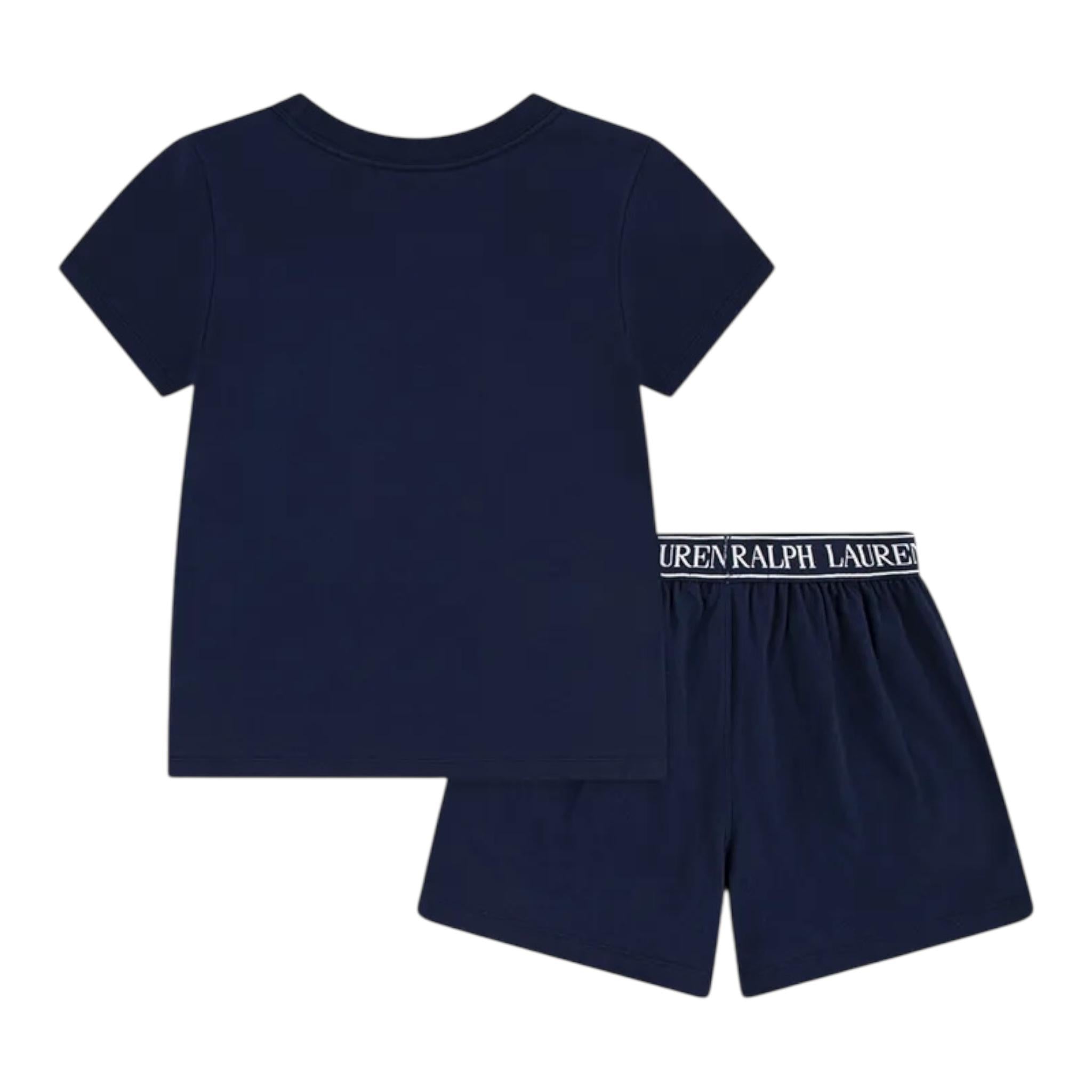 Ralph Lauren Completo 2 Pezzi T-Shirt-Shorts per Bambina 4P0281 BLU RALPH LAUREN 