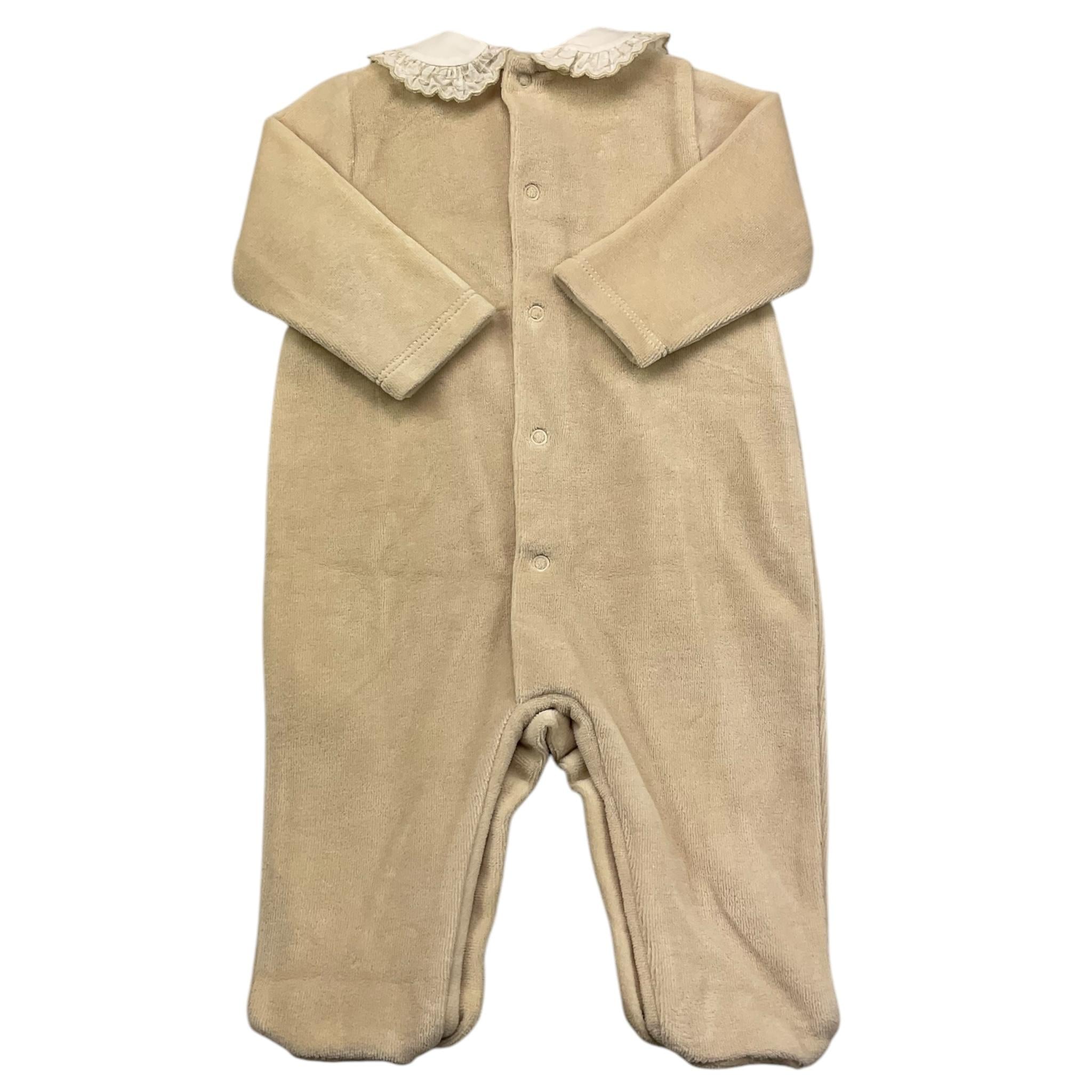 LE BEBE' tutina manica lunga tinta unita in ciniglia Beige per Neonata LBG5952 BEIGE LE BEBE' 