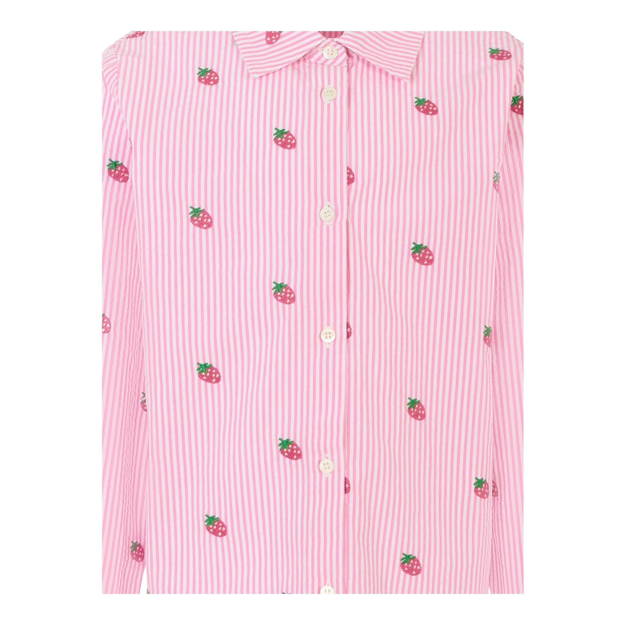 Saint Barth Camicia Bicolore con Fantasia A Righe per Bambina BRIG003X ROSA SAINT BARTH 